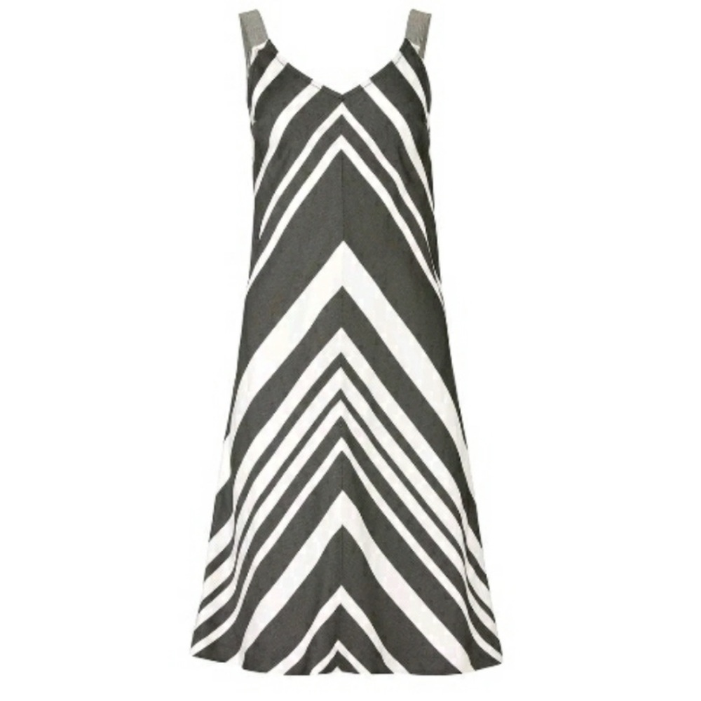 Trina Turk Sleeveless Striped V-neck Dress Sz L